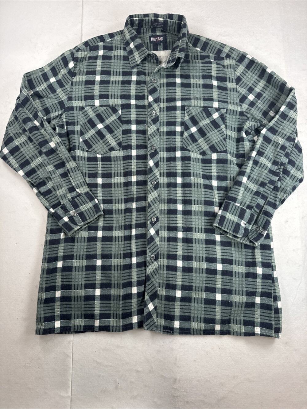 Big Yank Vintage 90s Mens Plaid Dual Chest Pocket Cotton Flannel Button Down L